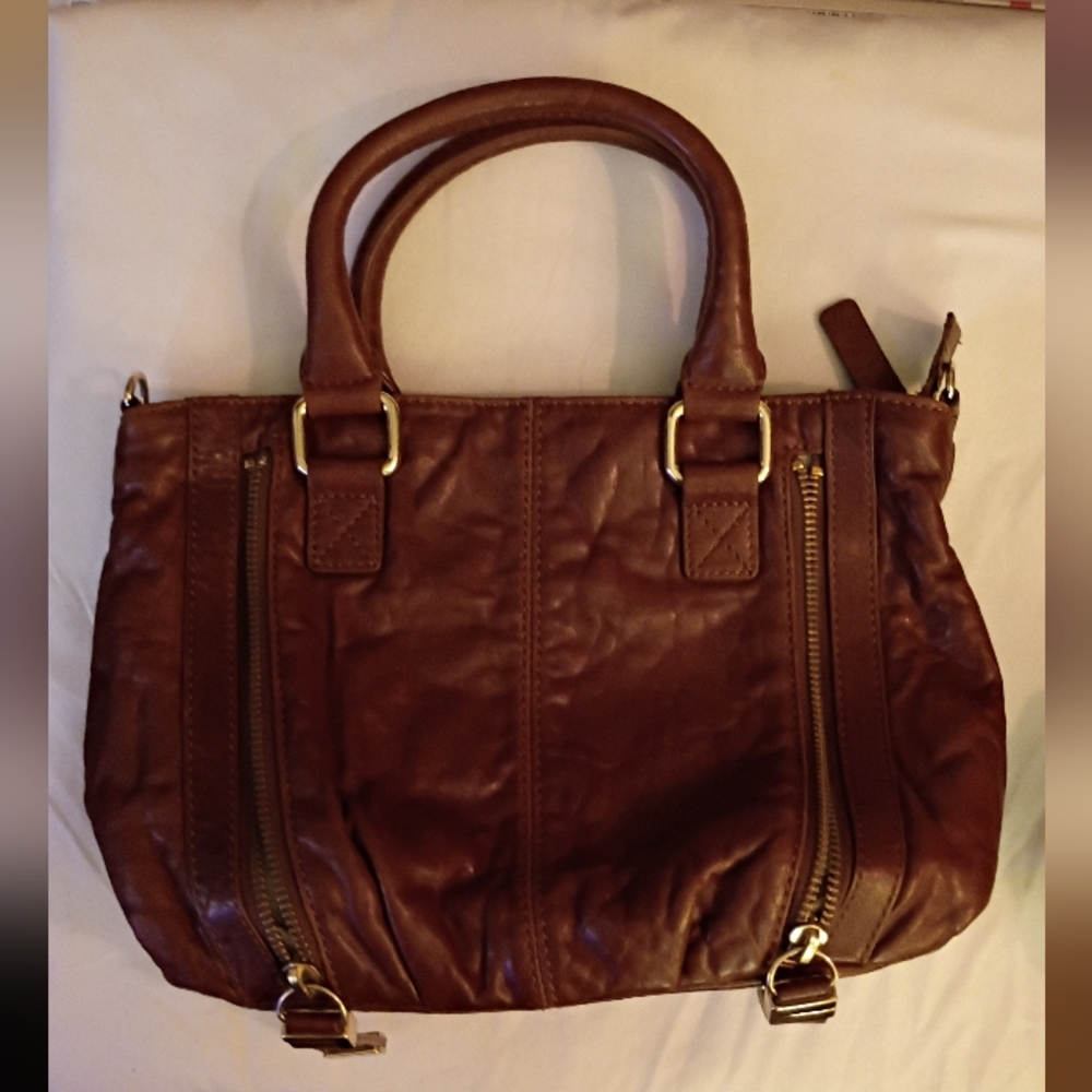 Calvin Klein Brown Leather Accent Bag